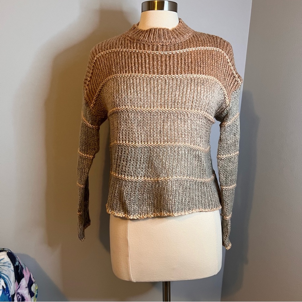 Zaful Forever Young One Size Multicolor Chunky Knit Mock Neck Sweater